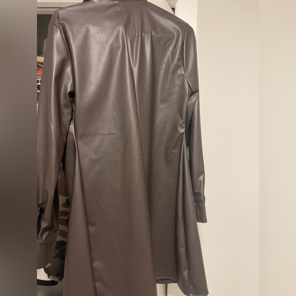 Retrod Brown Faux Leather Long Coat size M - Picture 3 of 3